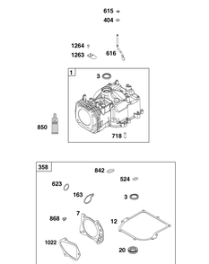 Cylinder Group Diagram and Parts List for 104M05-0064-H5 100000 - 19Z999 Briggs and Stratton Engine